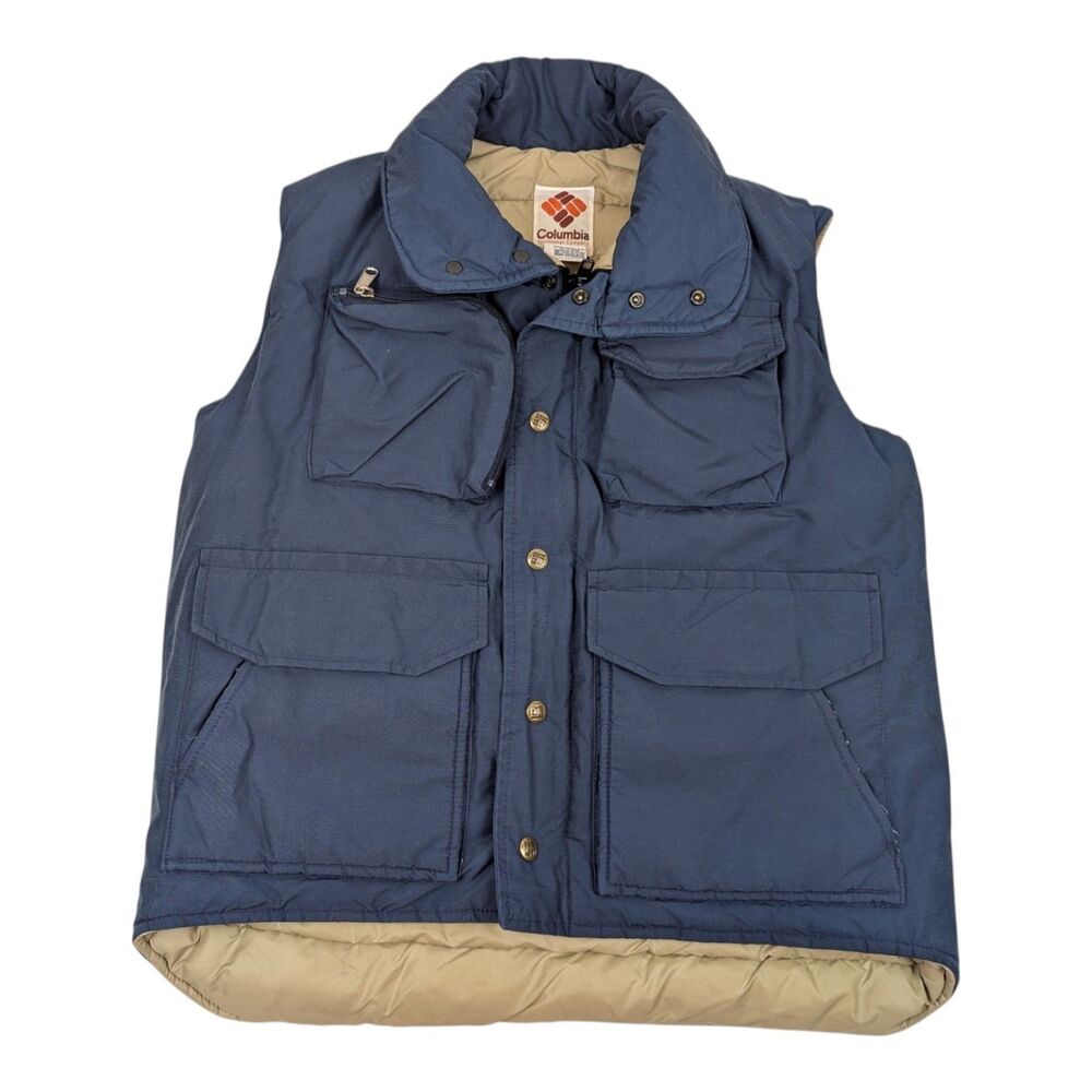 Columbia Puffer Vest Blue‎ Full Zip Sleeveless Jacket Small